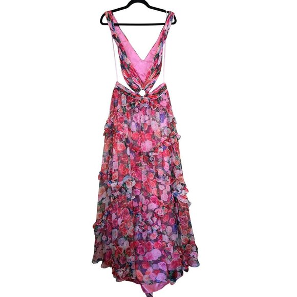 Mac Duggal $1400 Floral Cutout Layered Maxi Formal Dress Size 8 - Picture 10 of 14